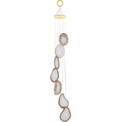 KYEYYGWO Dabīgie agāta diski Geode Wind Chime Sun Catcher Crystal Stone Chime mākslas darbs mājas dārza dekorēšanai 65-80 cm