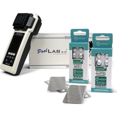 PoolLAB 2.0 Photometer Special Edition | 70 testa tabletes + 100 papildu - 24 parametri | 3 vienlaicīgi mērījumi | Profesionāla ūdens analīze baseiniem un karstajām vannām | Bluetooth WiFi krāsu displejs