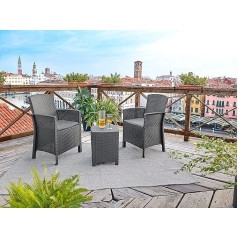 Dmora Jupiter Rattan Effect Garden Furniture Set - 100% Made in Italy - Charcoal Grey