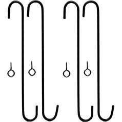 Tetra-Teknica YH12-01 30,5 cm Verlängerung S Haken zum Aufhängen von Pflanzen, Vogelfutterspendern, Laternen und mehr, pulverbeschichtet, schwarz, 4 Stück