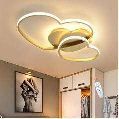 LED griestu gaisma Dimmable Heart Shape Living Room Lamp Modern ar tālvadības pulti Metāla lustra bērnu istabai Zēni Meitenes Bērnu istaba Bērnu istaba Virtuve Zelta 50 cm