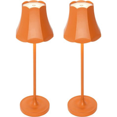 Qazqa - Retro Set van 2 retro tafellampen oranje oplaadbaar IP44 - Granny Dimmer I Dimmbar I Außenbeleleuchtung - Aluminium Länglich - I LED