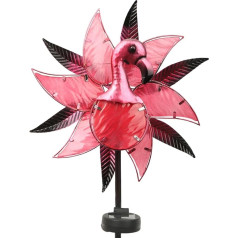 OUISJYER Flamingo Solar-Windspiel für den Außenbereich, Metall-Spinner, Glas, Flamingo-Dekor mit Solarlicht, wasserdicht, kinetiska vēja skulptūra dārzam, terasei, rasei (Rosa)