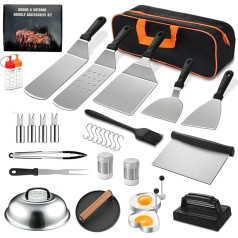 rincentd Grillzubehör-Set, 32-teilig, Edelstahl, flache Oberseite, Grillzubehör-Set für Blackstone und Campingkoch, professionelles Grillspatel-Set für den Außenbereich