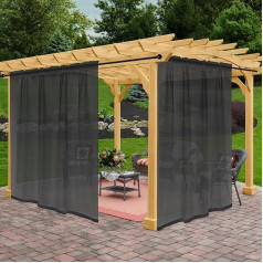 Awnmeow Durchsichtige Outdoor-Vorhänge für Terrasse, wasserdicht, 2 Paneele mit Stangentaschen, für drinnen und draußen, Voile, grau, durchsichtiger Vorhang für Pergola, Veranda, Cabana und Pavillon,