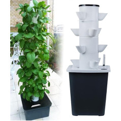 Hydroponisches Anzuchtset - 30 Pod Tower Gartensystem für Kräuter, Obst und Gemüse mit Hydratisierungspumpe, Timer, Netztöpfen - ideal für Indoor-Aeroponik