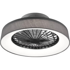 Reality Leuchten Farsund R62662111 LED griestu gaismas ventilators pelēks auduma abažūrs iekļauts 26 W LED ventilators 40 W