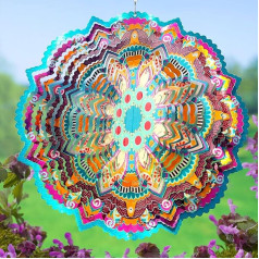 Hippolytusiart Windspiel für den Außenbereich, Mandala-Glücksauge, 30,5 cm, 3D-Windspiel für Hof und Garten, Glücksgeschenke für Frauen, Mutter, Oma, Ehefrau, Vater, Außen- und Innendekoration,