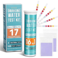 17-in-1 Drinking Water Test Strips, 125 Strips + 2 Pieces Bacteria Tests Drinking Water Water Test Strips Pool for Water Test Water Hardness Test Strips for Hardness, Lead, Chlorine, Nitrate, Iron and