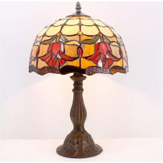 Hobaca® 12 collu Tiffany Tulip Flower vitrāžas galda lampa Vintage lauku mājas galda lampa Antique nakts lampa Nostalģija Art Deco guļamistaba Dzīvojamā istaba