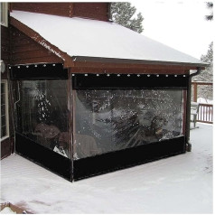 AMDHZ Caurspīdīgs PVC aizkars Gazebo sānu sienu brezenta 0,5 mm caurspīdīgi ūdensnecaurlaidīgi aizkari ar cilpām āra, dārza, balkona, lapenes, regulējams (krāsa: melna, izmērs: 5,6 x 2,5 m)