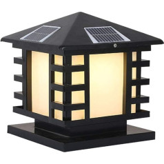 Schwarz Modern Minimalist Outdoor Post Light IP56 Wasserdichte Innenhof Post Lampe Intelligente Lichtsteuerung Solarsäulenscheinwerfer Geeignet für Deck Garden Gate Eingang Landschaftslampe