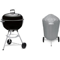 Weber 1331004 Bar-B-Kettle kokogļu grils 57 cm melns + Grila vāks kokogļu grilam ar diametru 57 cm pelēks