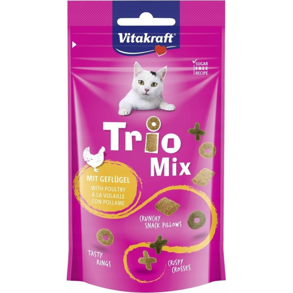 Vitakraft trio mix mājputnu gaļas našķi kaķiem 60g