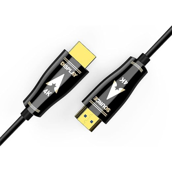 HDMI optiskās šķiedras kabelis 15 m 4k 60Hz HDMI kabelis HDR D-olby Vision Atmos YUV4:4:4 8bit, 18G/bps 3D eARC CEC, HDCP 2.2 ar HDMI aktīvo kabeli Cinka sakausējuma īpaši plāns un elastīgs AOC50