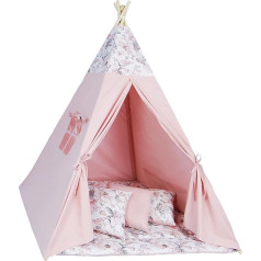 Teepee telts bērniem Spēļu telts Tippi Bērnu istaba Teepee Indiāņu telts Āra iekštelpu modelis 4 ar spēļu paklājiņu un 3 spilveniem