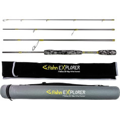 FISHN ceļojumu makšķerauklas Explorer Travel Rod - 213 cm, 4 gabali, metamais svars 10-40 g ar izturīgu ceļojuma cauruli foreļu, lašu, līdaku zvejai ar spiningu