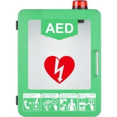 AED-Defibrillator-Aufbewahrungsschrank, wandmontierte Kunststoff-Defibrillations-Alarmbox mit Alarmsystem, Trennwandposition einstellbar, Doppelschaltersteuerung, passend für die meisten AED-Modelle