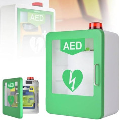 AED-Defibrillator-Aufbewahrungsschrank, Wandmontage-Aufbewahrungsbox First mit Alarmsystem und Doppelschaltersteuerung, verstellbare Trennwand, kann eine Vielzahl von AED-Modellen platzieren, für He