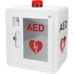 AED-Schrank, Wandmontageschrank aus Metall und Stahlblech mit Schlüssel- und Alarmsystem, Erste-Hilfe-Koffer, Abgerundeter Eckrand, passend für die meisten AED-Modelle, für die häusliche Krankenpfle