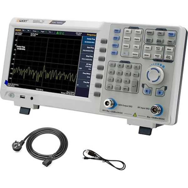 OWON XSA805-TG digitālais spektra analizators ar sekošanas ģeneratoru, 9 kHz līdz 500 M Hz frekvenču diapazons, 9 collu TFT LCD displejs ar 1280 x 800 augstu izšķirtspēju dažādiem rūpnieciskiem testiem