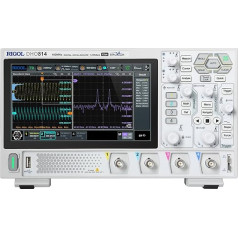 RIGOL DHO814 Nešiojamasis skaitmeninis osciloskopas, 100 MHz dažnių juostos plotis, 4 analoginiai kanalai, 12 bitų vertikalioji skiriamoji geba, mažas triukšmo fonas, palaiko mobilųjį maitinimo šaltinį