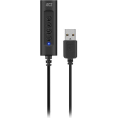 ACT AC9360 USB skaņas karte, USB savienojums ar jack 3,5 mm ligzdu, ar skaļuma regulēšanas funkciju, USB skaņas ārējā karte, savieno audio un mikrofonu Aux ar datoru / klēpjdatoru /