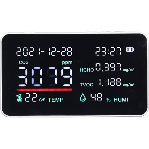 Gaisa mitruma monitori, CO2 temperatūras mērītājs, TFT-LCD-Bildschirm für Zuhause, Büro, Schule (BALTS)