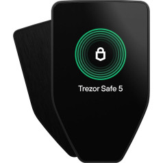 Trezor Safe 5 - kriptogrāfiskais datorportfelis ar drošu elementu un paroli, krāsains skārienjūtīgais ekrāns, haptiskā atgriezeniskā saite, Bitcoin drošība, atbalsta tūkstošiem monētu un žetonu (melns grafīts)