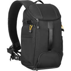 TARION Camera Bag Sling Camera Shoulder Bag DSLR plecu soma ar lietus pārvalku DSLR SLR kamerām, objektīviem, statīviem un piederumiem (HX-S, melna)