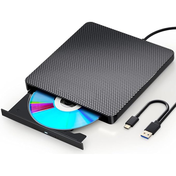 aelrsoch ārējais Blu-ray disks DVD/BD atskaņotājs lasīšanas/rakstīšanas portatīvais Blu-ray disks USB 3.0 un C tipa DVD ierakstītājs 4K Ultra augstas izšķirtspējas Blu-ray ierakstītājs Win 7/8/10/11/PC/Notebook datoriem