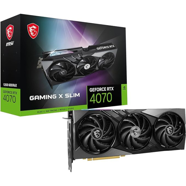 MSI GeForce RTX 4070 GAMING X SLIM 12G Grafiskā karte - 12GB GDDR6X (21Gbps/192-bit), PCIe 4.0 - TRI Frozr 3, RGB