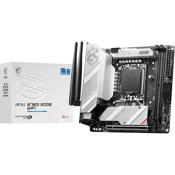 MSI MPG B760I Edge WiFi pamatplate, Mini-ITX - 12, 13 un 14 paaudzes Intel Core procesoriem, LGA 1700-8 Direct 90A VRM, DDR5 Memory Boost 7200+MHz/OC, PCIe 5.0 x16, 2 x M.2 Gen4, Wi-Fi 6E