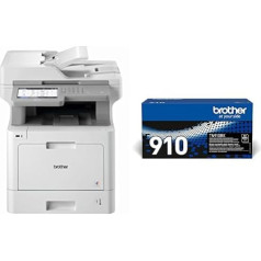 Brother MFC-L9570CDW Professional 4-in-1 krāsu lāzera daudzfunkcionālais printeris (31 lpp/min, printeris, skeneris, kopētājs, faksa aparāts), balts/pelēks + TN-910BK oriģinālā Ultra Jumbo tonera kasetne, melna krāsa