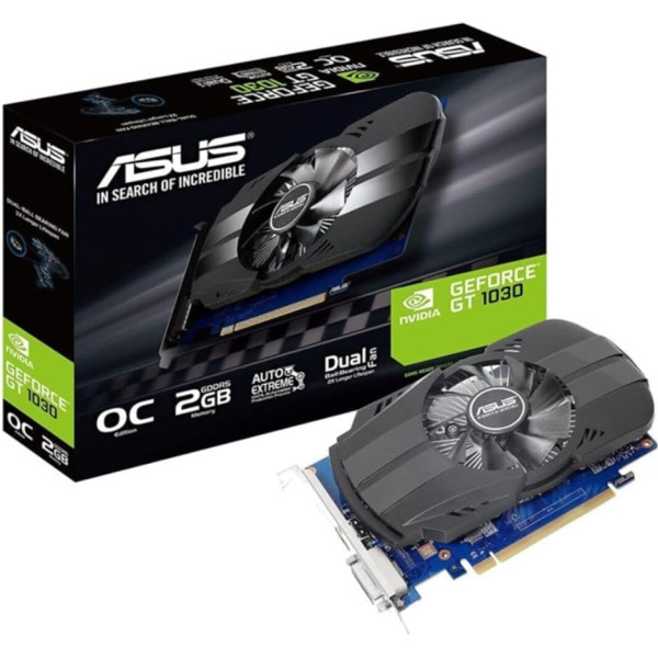 Asus Phoenix GeForce PH-GT1030-O2G Grafiskā karte (Nvidia, PCIe 3.0, 2GB GDDR5, HDMI, DVI)