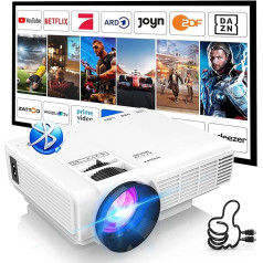 Mini projektors ar Bluetooth, AKATUO Mini projektors Full HD 1080P, 200 collu displejs, portatīvs LCD mājas kinozāles / āra video projektors, neliels mobilajam tālrunim, saderīgs ar TV