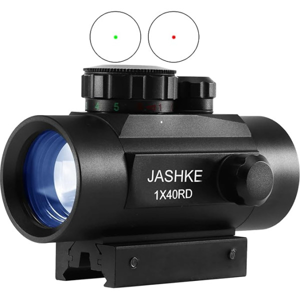 JASHKE šautenes tālskats 1 x 40 Red Dot šautenes tālskatis Red Dot tālskatis 11 mm/20 mm sliedēm ar stiprinājumu un aizsargvāciņu