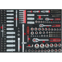 KS Tools 1/4 collu + 3/8 collu + 1/2 collu uzgriežņu atslēgu komplekts 195 gabali 1/1 sistēmas ieliktnī