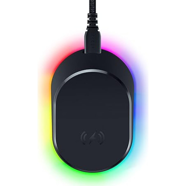 Razer Mouse Dock Pro & Charging Puck (magnētiskā bezvadu uzlādes stacija, Hyperspeed 8K Hz, 8 RGB Chroma apgaismojums un modulis saderīgām pelēm) Black