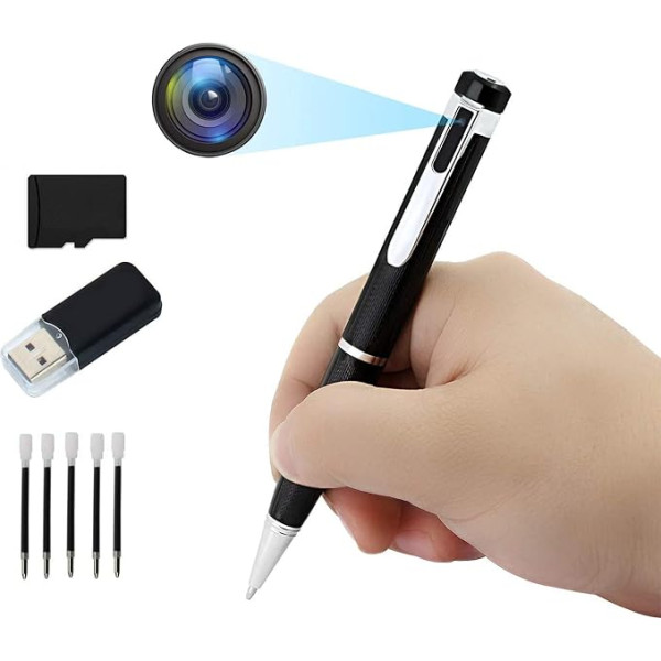 Igzyz 1080P Pen Mini kameras, kustības noteikšana, bezmaksas 32GB SD iebūvēts un 5 tintes, balss un attēla vadības daudzfunkcionālās drošības kameras