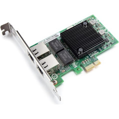 H!Fiber Gigabit Dual NIC su Intel 82571 lustu, 1Gb tinklo kortelė, panaši į Intel E1G42ET NIC, 2 RJ45 prievadai, PCI Express 2.1 X4, žemo profilio Ethernet kortelė, skirta Windows/Windows Server/Linux