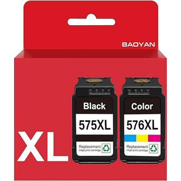 PG-575 XL CL-576 XL daudzpaku printeru kasetnes, kas saderīgas ar Canon 575XL 575 XL 576XL 576 XL tintes kasetnēm Canon PIXMA TS3550i TR4750i TR4751i TS3551i printeriem (1 melna, 1 krāsaina)