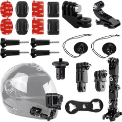 Motorcycle Helmet Chin Mount Kit for GoPro Hero 12 11 10 9 8 7 6 5 Black, DJI Osmo Action, Insta360, Akaso, Campark, YI and More Action Camera with Extra Camera Tethers, Mount Bases and