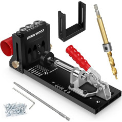 Pocket Hole Jig komplekts ENJOYWOOD XK4, modernizēts alumīnija sakausējuma kabatas caurumu komplekts DIY galdniecības projektiem, koka Toggle skavas ar urbi, caurumu caurumu meklētājs, darba galdnieku komplekts. 3