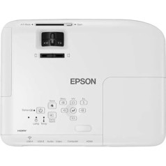 Epson EB-W06 3LCD projektors (WXGA 1280x800p, 3700 lūmenu balts un krāsains spilgtums, kontrasta attiecība 16 000:1, papildu WiFi, HDMI)