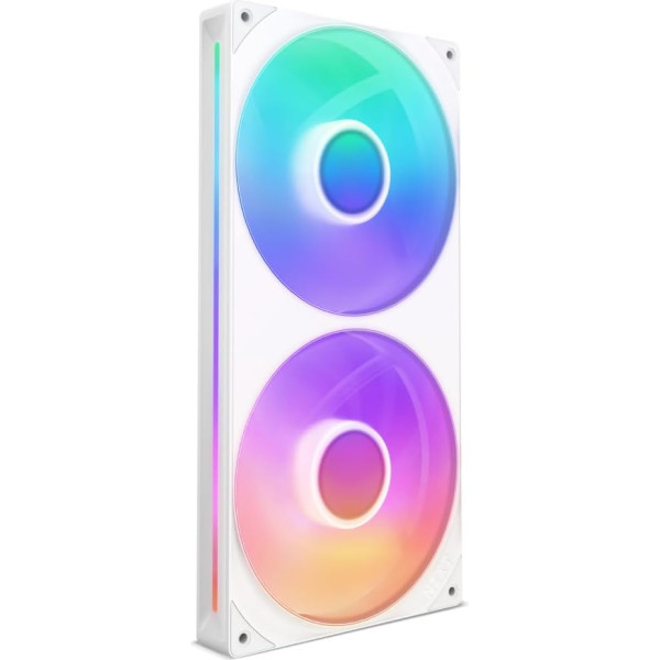 NZXT F280 RGB Core - 280 mm vienrāmja ventilatoru bloks ar 2 x 140 mm RGB ventilatoriem - ātruma un apgaismojuma vadība - augsts statiskais spiediens un gaisa plūsma - 8 aRGB LED uz ventilatoru - balts