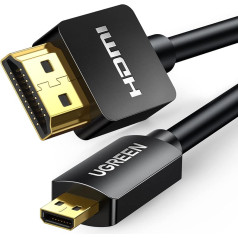 Ugreen 30103 HDMI D (Micro) HDMI A (Standard), kabelis, HDMI D (Micro), HDMI A (Standard), melns, 2 m