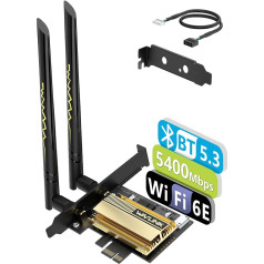 AXE5400 PCIe WLAN kortelė kompiuteriui, WAVLINK 5378 Mbps WiFi 6E WLAN PCIe kortelė, 