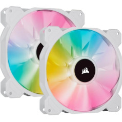 Corsair iCUE SP140 RGB ELITE Performance 140 mm PWM ventilators ar iCUE Lighting Node CORE (CORSAIR AirGuide tehnoloģija, astoņas regulējamas RGB gaismas diodes, klusums 18 dBA, līdz 1200 apgr./min), balts