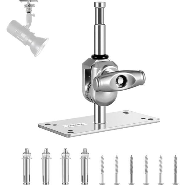 NEEWER ST-WM2 Sienas griestu stiprinājums Baby Plug 5/8 collu skrūve, 360° rotējoša lodveida galva, 10 skrūves, fotostudijas sienas stiprinājums gredzenveida gaismai, video gaismai, zibspuldzei, maksimālā slodze 10 kg